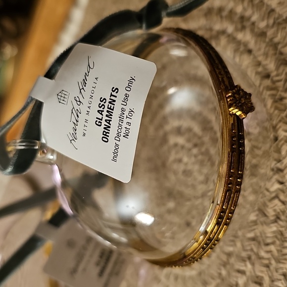 New Set Of 2 Hearth And Hand Elegant Hinged Glass Ornament - Picture 5 of 8